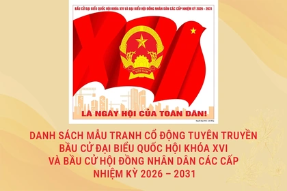 Mẫu tranh cổ động để sử dụng chính thức trong hoạt động tuyên truyên bầu cử đại biểu Quốc hội khóa XVI và HĐND các cấp nhiệm kỳ 2026 - 2031